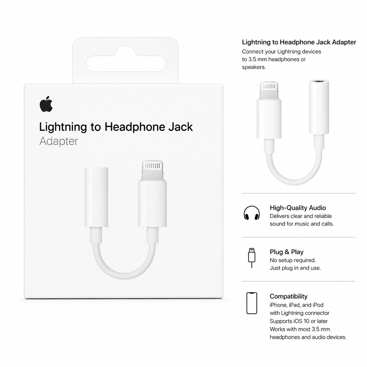 Apple Lightning to 3.5 mm Headphone Jack Adapter