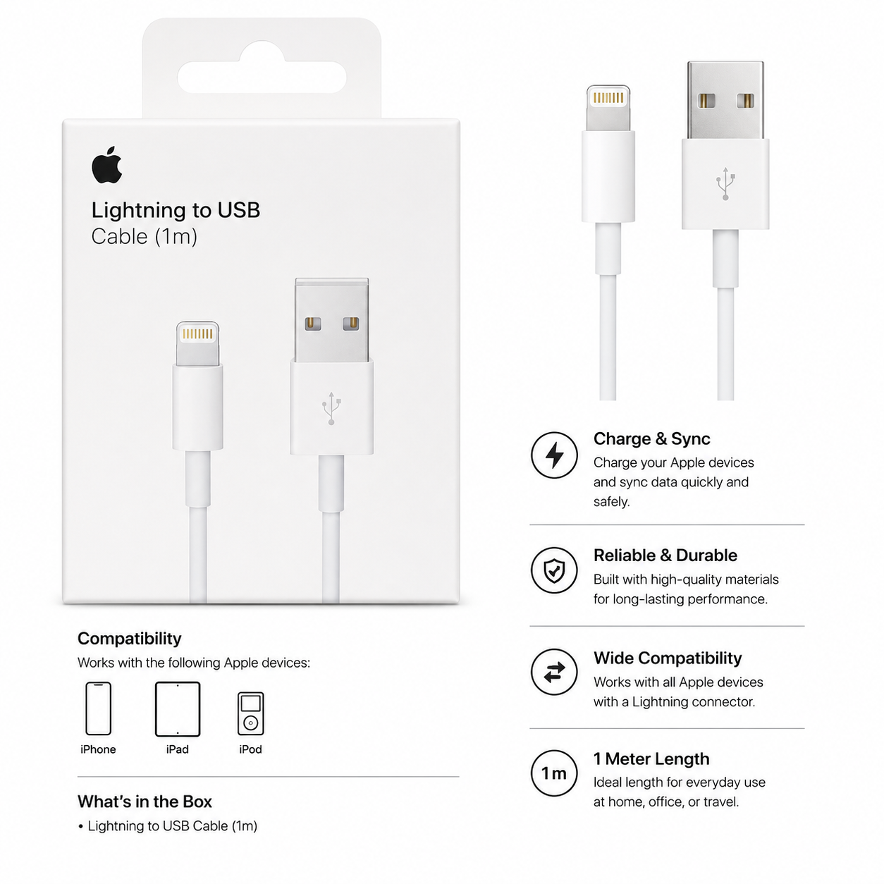 Apple Lightning to USB Cable (1m)