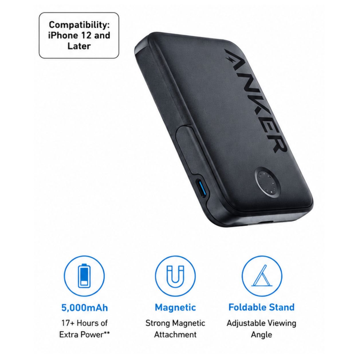 Anker MagGo Power Bank (5,000mAh, 7.5W, Stand)