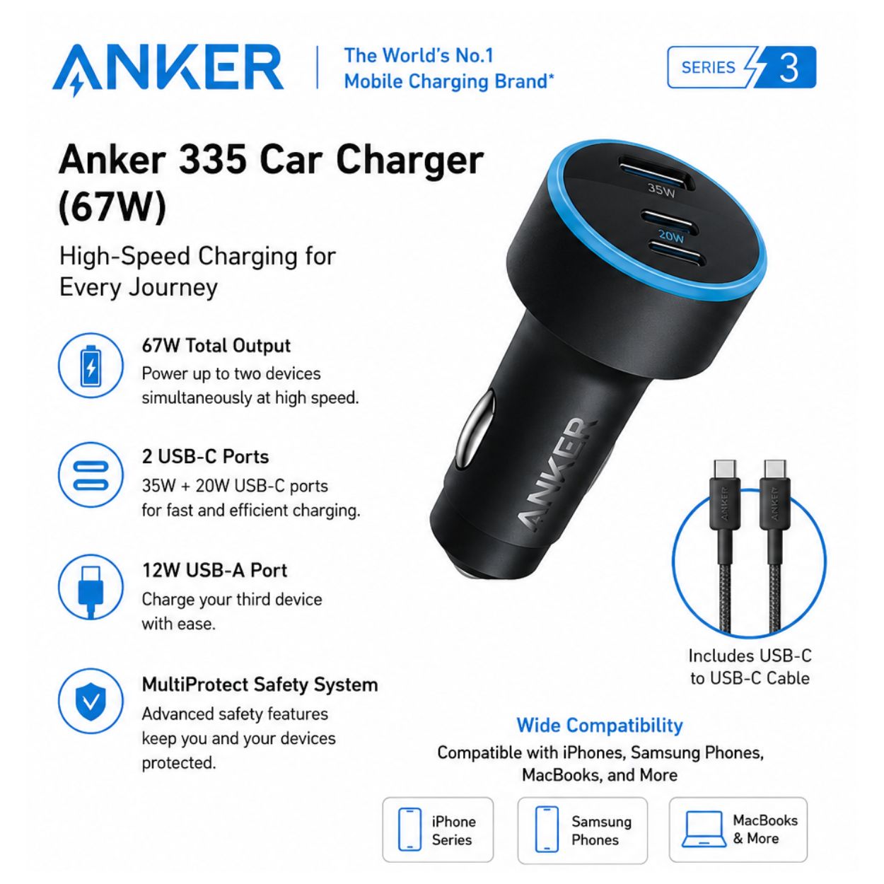 Anker 335 Car Charger (67W) - Image 2