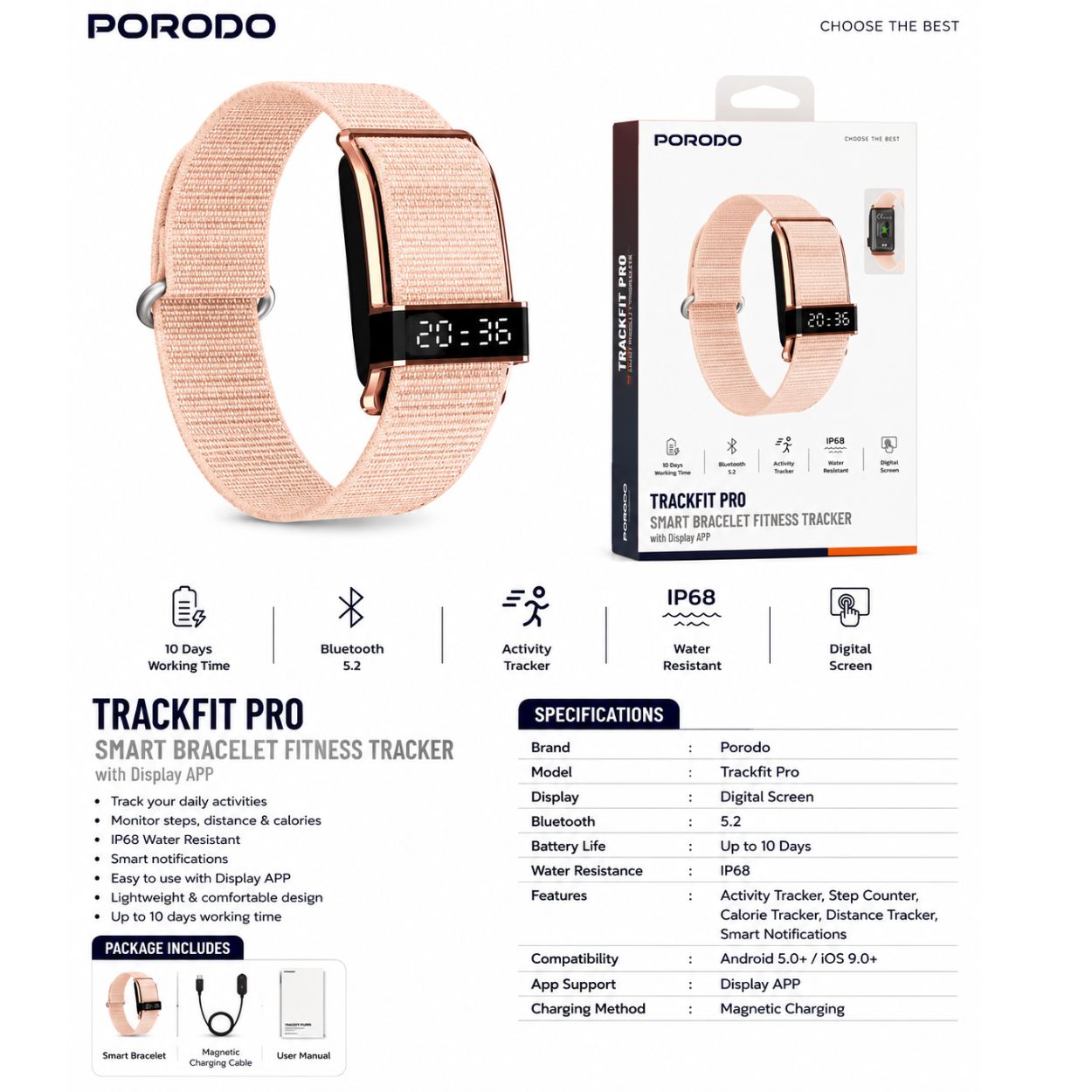 Porodo TrackFit Pro – Smart Bracelet Fitness Tracker - Image 3