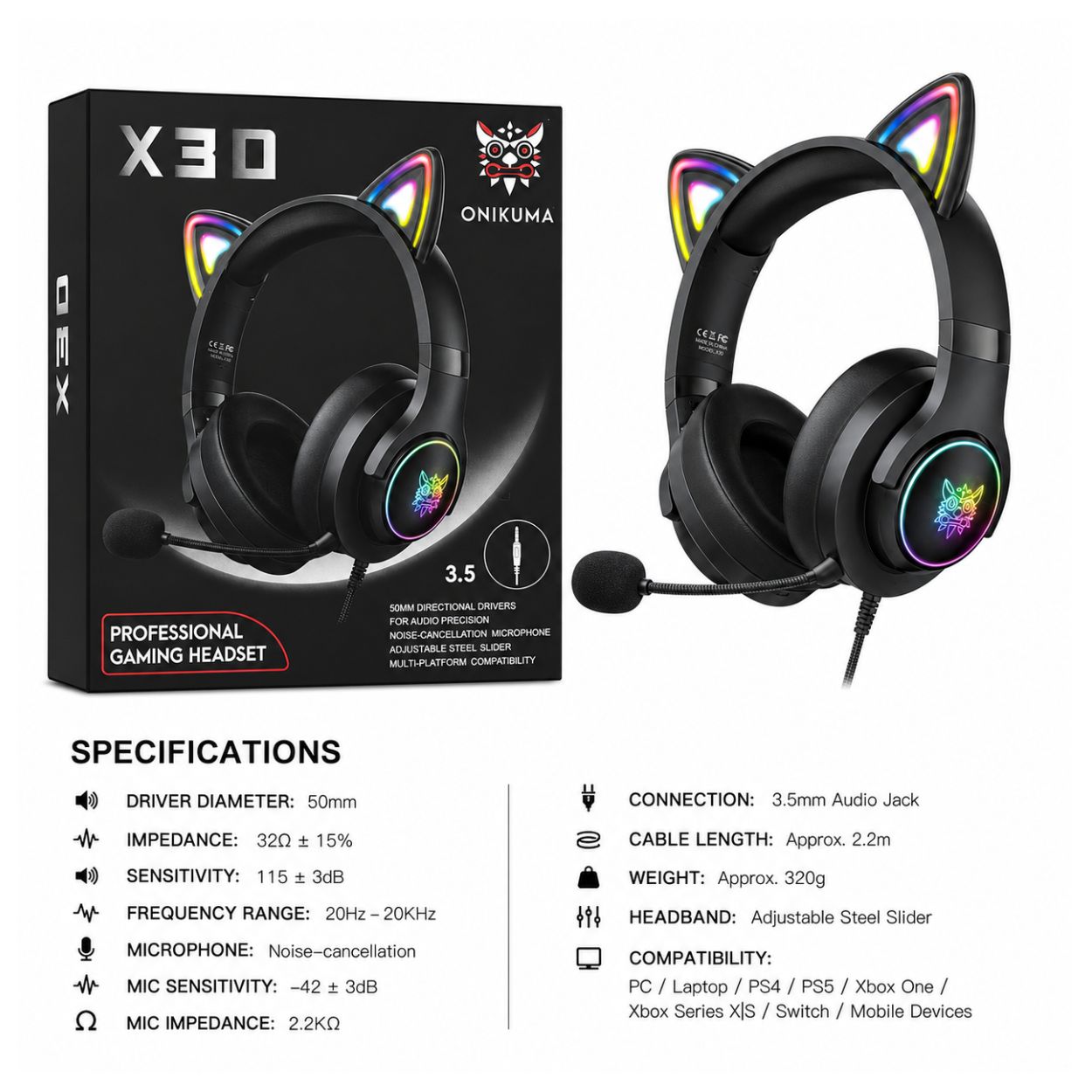 ONIKUMA X30 Professional Gaming Headset