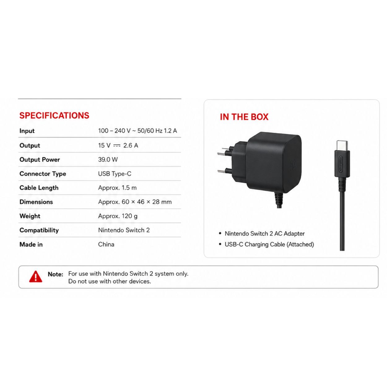 Nintendo Switch 2 AC Adapter - Image 2