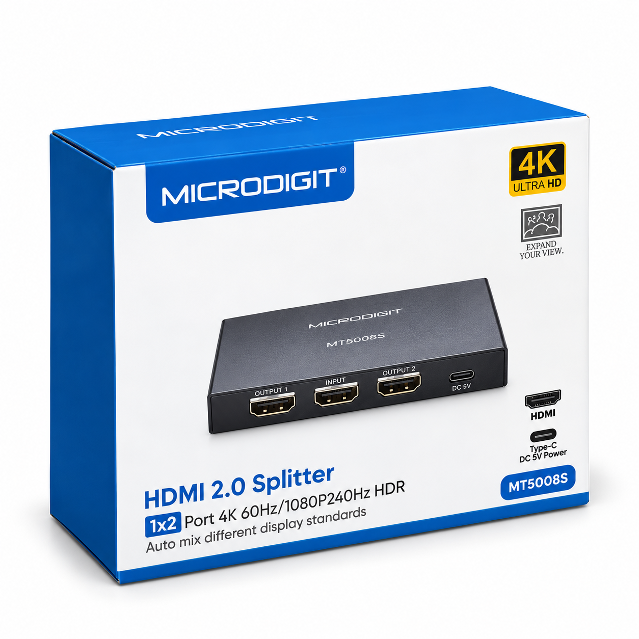 Microdigit HDMI 2.0 1×2 Splitter – 4K 60Hz HDR - Image 3